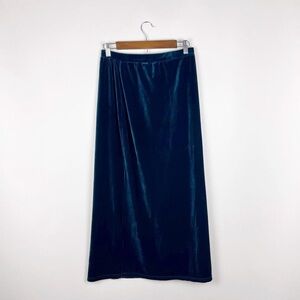 Vintage Y2k Blue Velvet Midi Skirt Medium Whimsigoth Goth Fairy Grunge Witchy